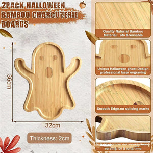 Elevate Your Halloween Gatherings with the Halloween Ghost Bamboo Wood Decorative Tray
