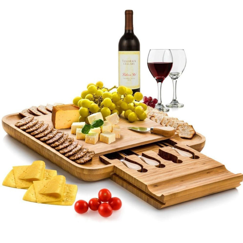 Multipurpose Square Cutting Board with Knife Drawer