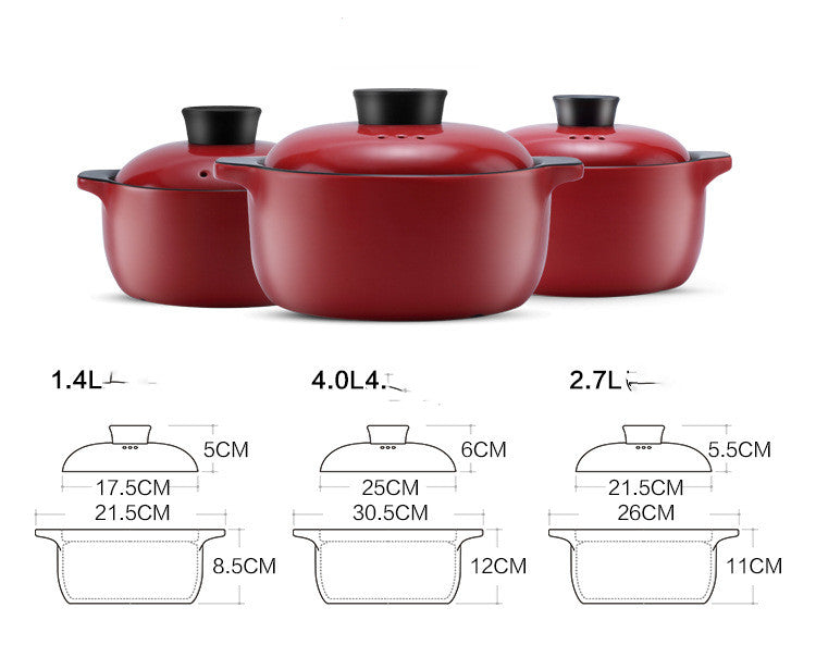 Red Ceramic Multi-Purpose Stock Pot