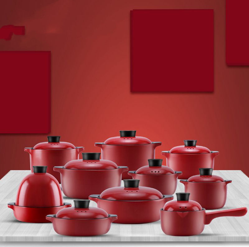 Red Ceramic Multi-Purpose Stock Pot