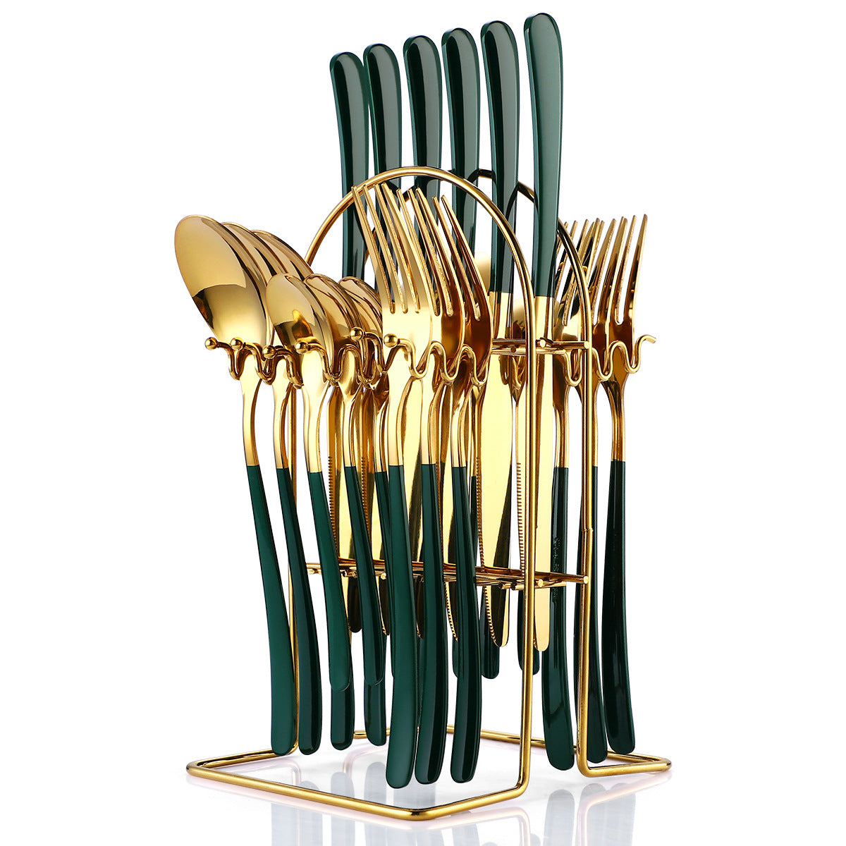24-Piece Stainless Steel Cutlery Set with Rack