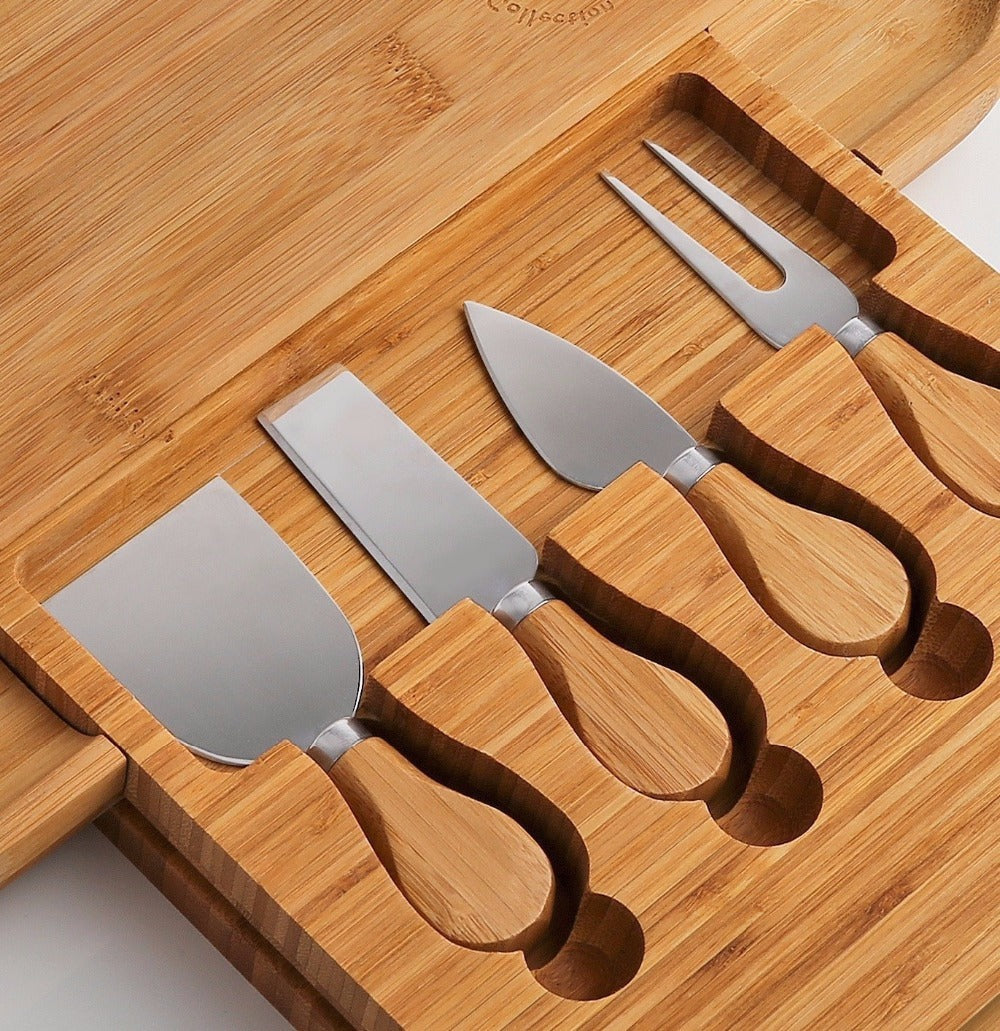Multipurpose Square Cutting Board with Knife Drawer