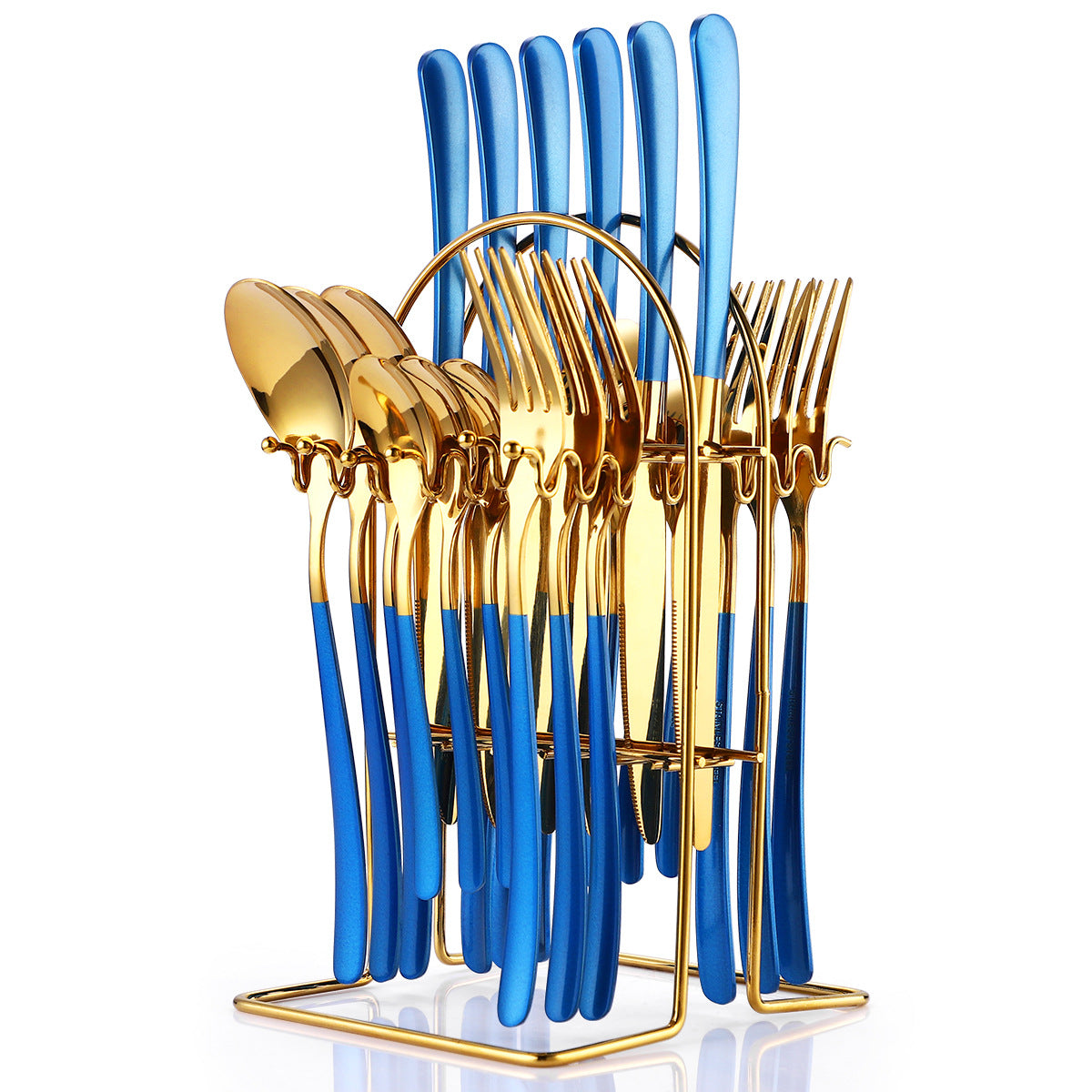 24-Piece Stainless Steel Cutlery Set with Rack