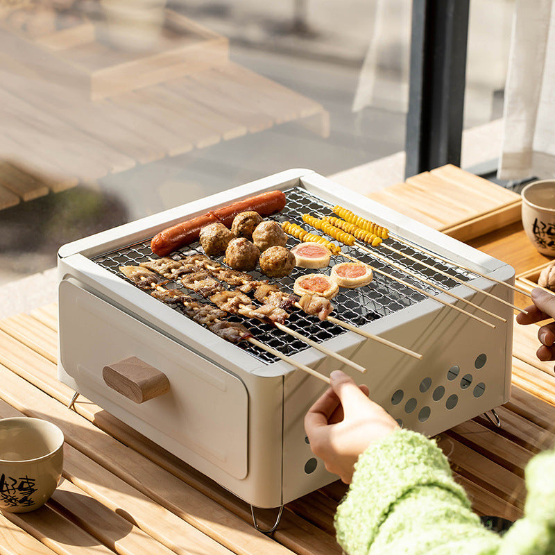 Square Outdoor Charcoal BBQ Grill Oven