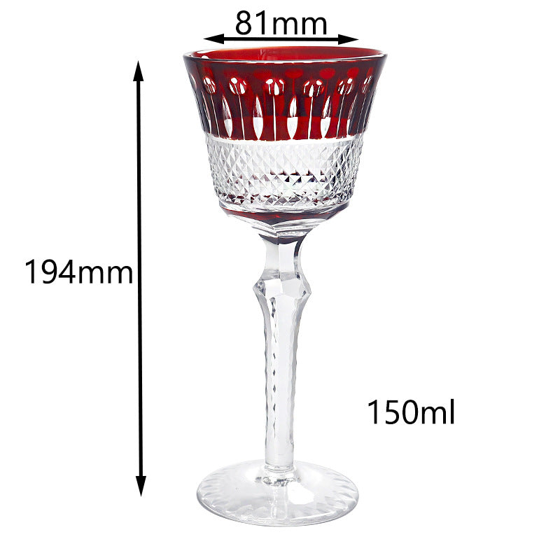 Hand Carved Red Wine Glass Crystal Glass