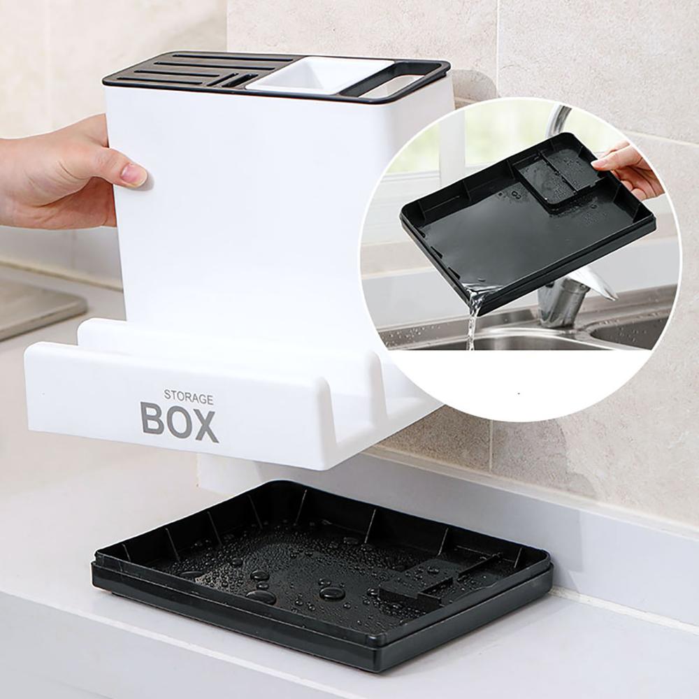 Plastic Kitchen Knife & Tableware Storage Rack
