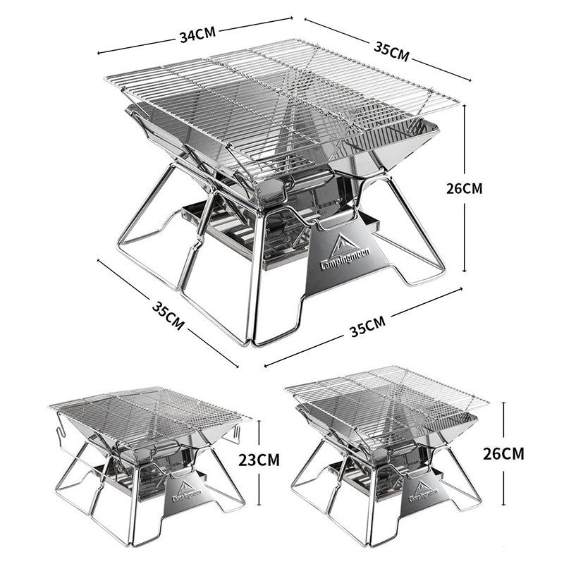 Foldable 2–3 Person Camping BBQ Grill