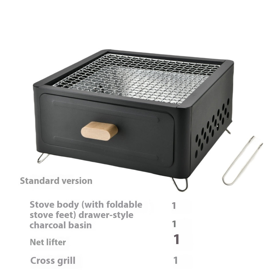 Square Outdoor Charcoal BBQ Grill Oven