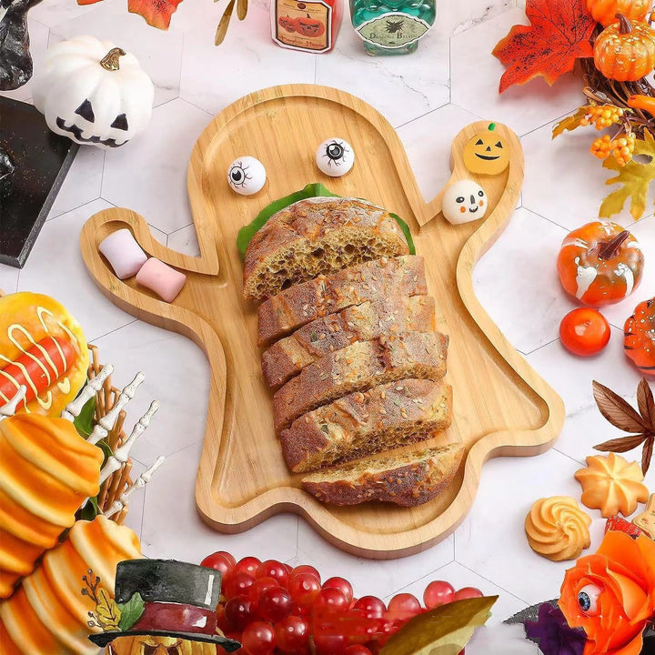 Halloween Ghost Bamboo Wood Decorative Tray