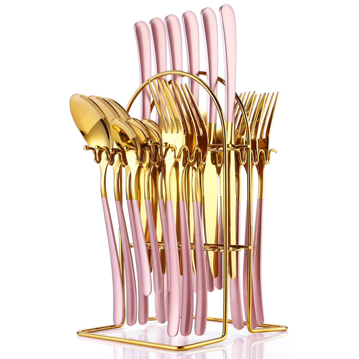 24-Piece Stainless Steel Cutlery Set with Rack