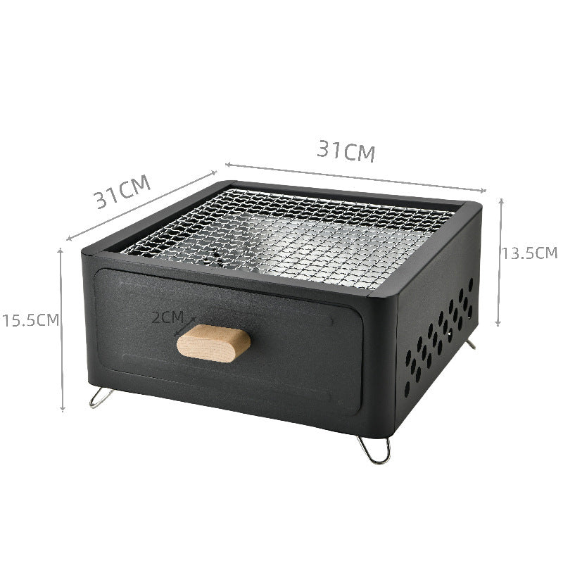 Square Outdoor Charcoal BBQ Grill Oven