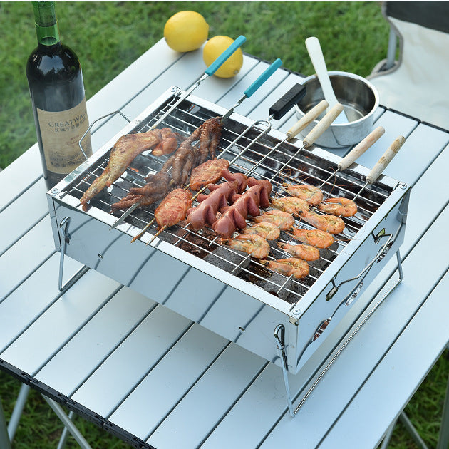 Portable Stainless Steel Charcoal BBQ Grill