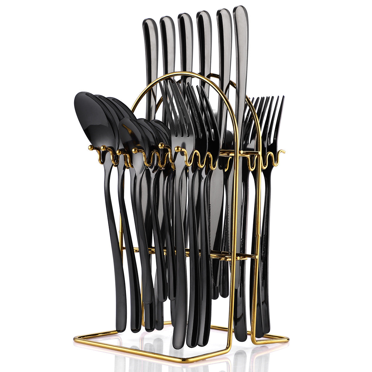 24-Piece Stainless Steel Cutlery Set with Rack