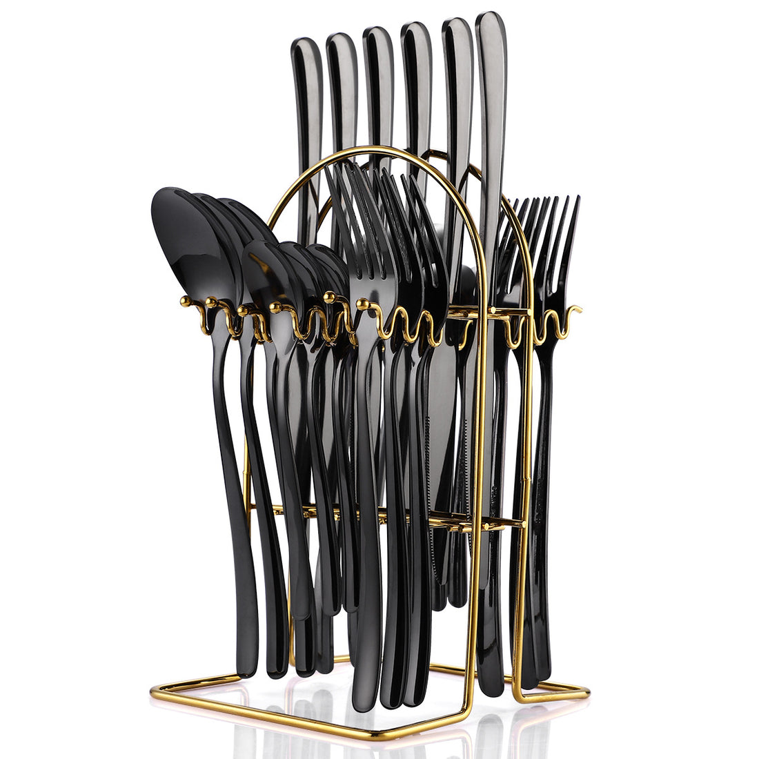 24-Piece Stainless Steel Cutlery Set with Rack
