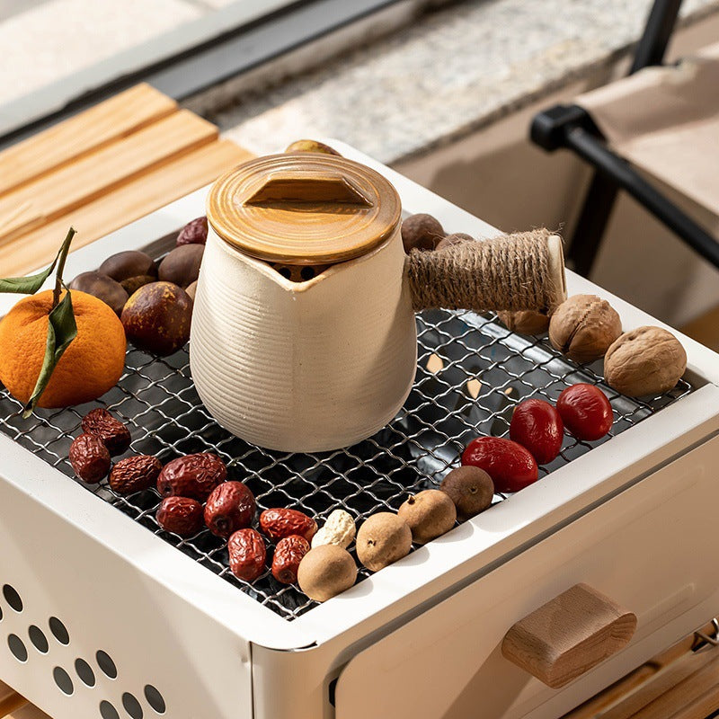 Square Outdoor Charcoal BBQ Grill Oven