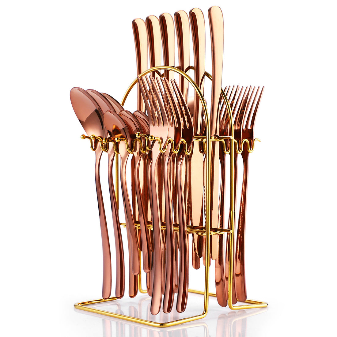 24-Piece Stainless Steel Cutlery Set with Rack