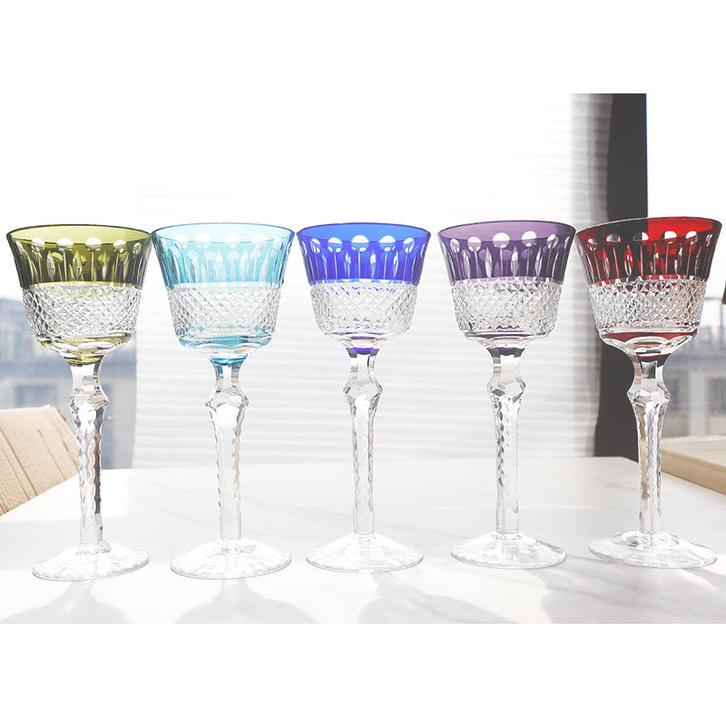 Hand Carved Red Wine Glass Crystal Glass