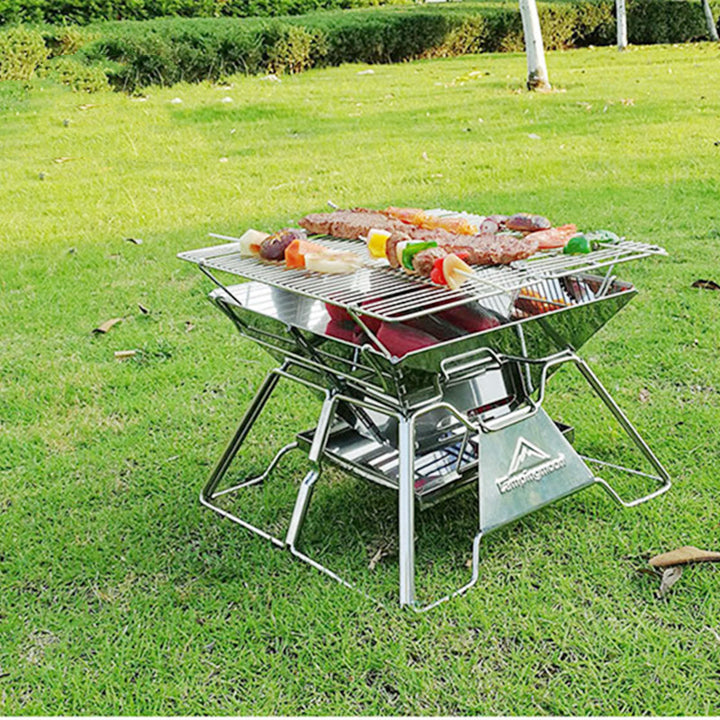 Foldable 2–3 Person Camping BBQ Grill