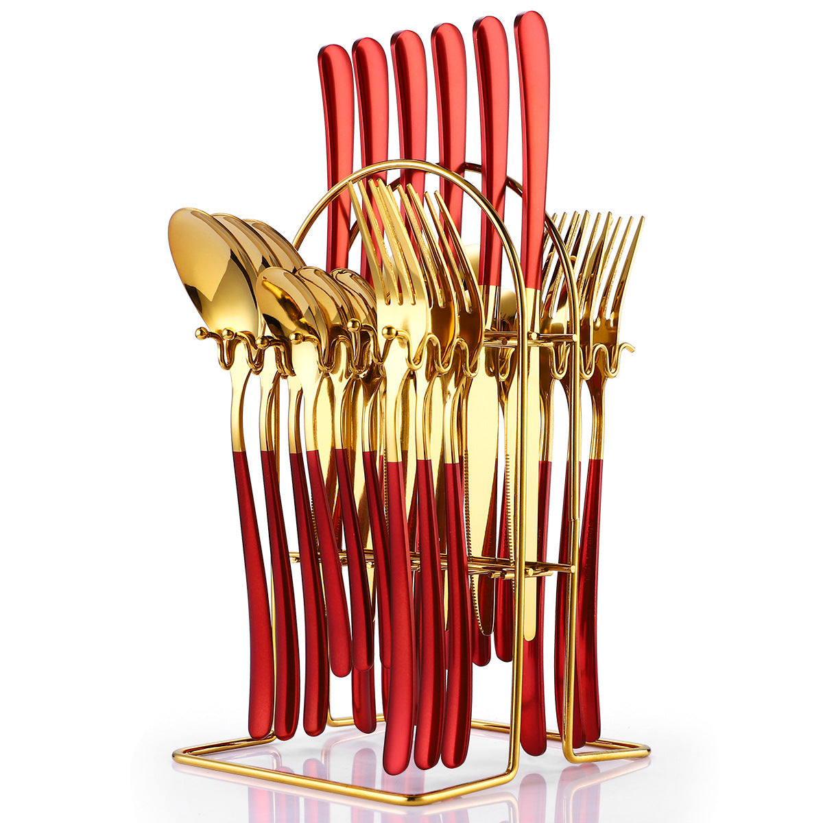 24-Piece Stainless Steel Cutlery Set with Rack
