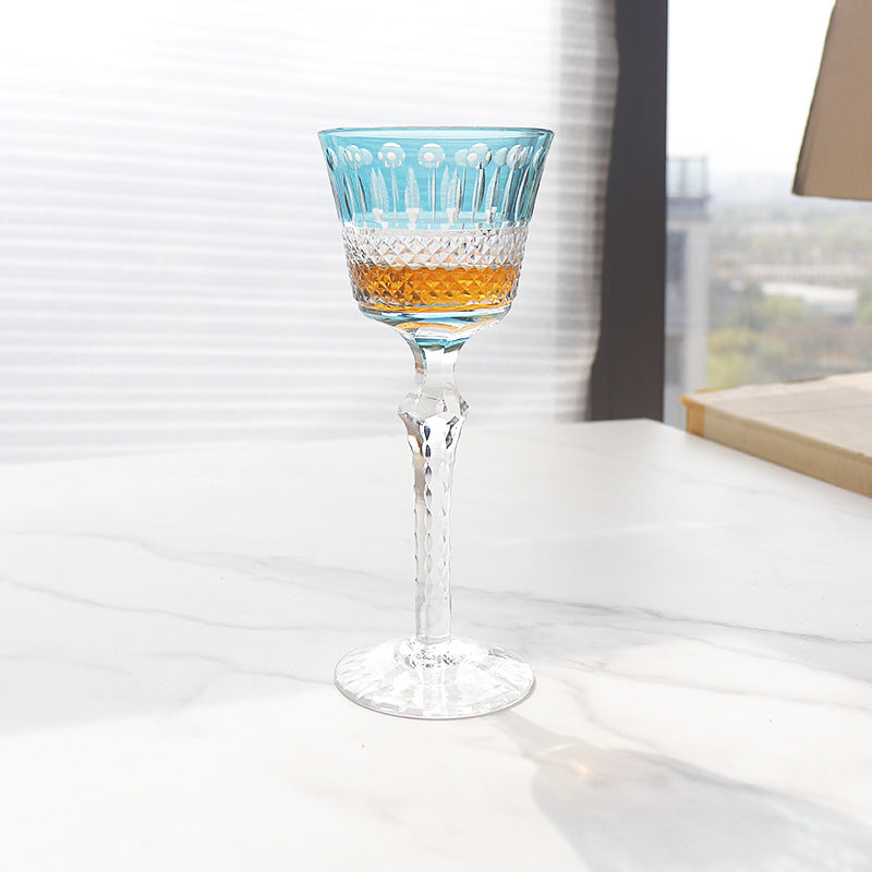 Hand Carved Red Wine Glass Crystal Glass
