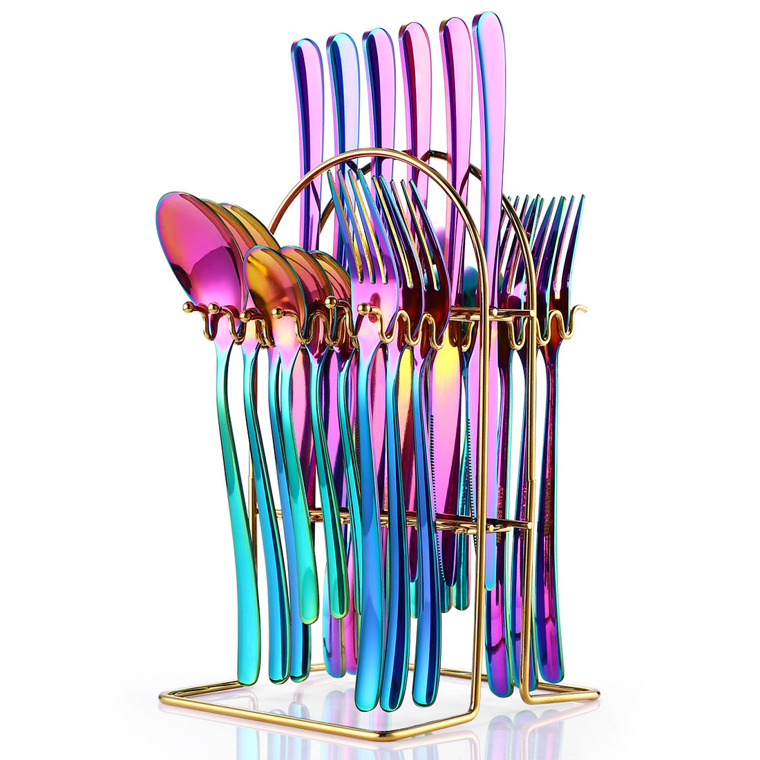 24-Piece Stainless Steel Cutlery Set with Rack