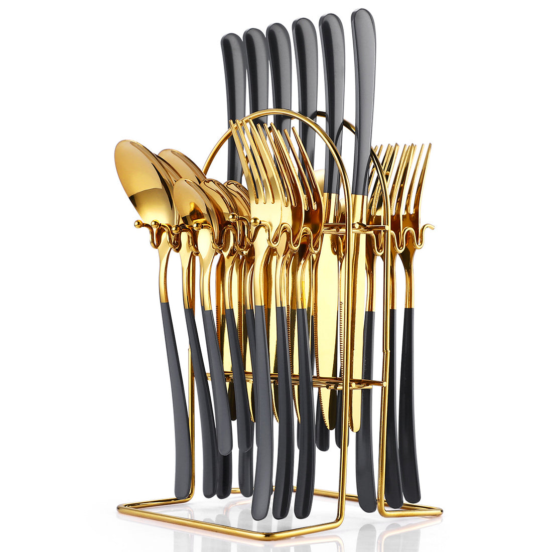 24-Piece Stainless Steel Cutlery Set with Rack