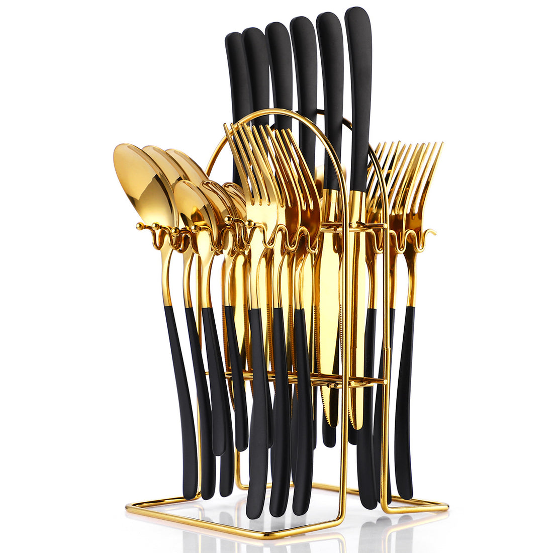 24-Piece Stainless Steel Cutlery Set with Rack