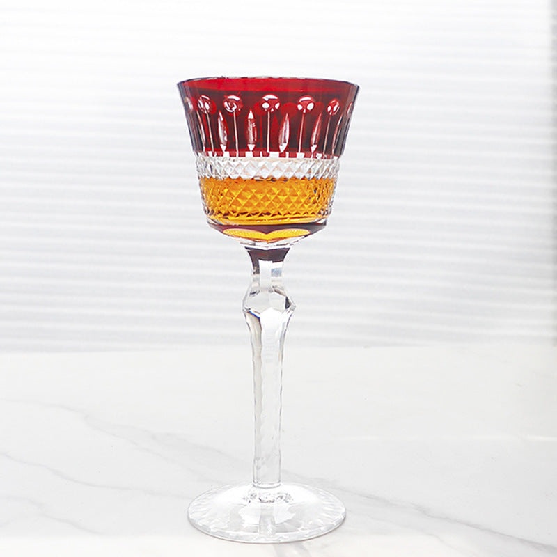 Hand Carved Red Wine Glass Crystal Glass